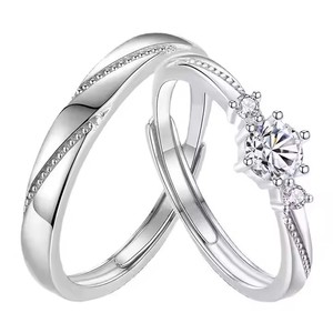 Joyería fina Anillo de Bodas de moissanita de lujo S925 Juego de anillos de pareja de plata esterlina para hombres y mujeres - Product Image 1