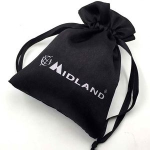 Pochette cadeau en satin noir avec cordon de serrage et logo personnalisé pour l'emballage de bijoux, vente en gros - Product Image 3