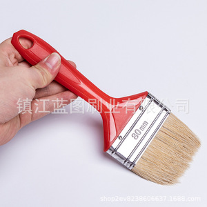 Pinceau plat à poils de porc, manche en plastique rouge, 12-18 mm, origine Zhenjiang, pour peinture - Product Image 2