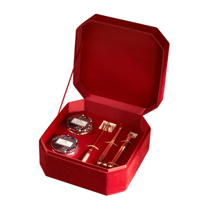 Christmas Ribbon Decoration Private Label Transparent Glass Jar Scented Candle Luxury Gift Box With Lighters And Trimmer Sets