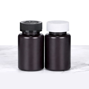 Customized Capsule Black Bottle Pharmaceutical Packaging HDPE <b>Plastic</b> Pill <b>Jar</b> For Health Products With Metal Screw Cap - Product Image 1