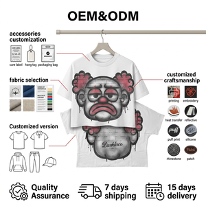 T-shirt da uomo personalizzata di alta qualità con stampa cartoon multi-stile, in cotone pesante, a maniche corte, con spalle scese, stile hip hop, caldo e di tendenza - Product Image 3