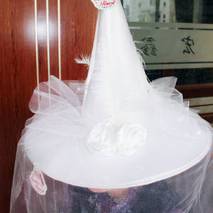 Sombrero de <span class=keywords><strong>bruja</strong></span> blanco y negro para el Carnaval Festival de fantasmas Baile Actuación de Halloween-Suministro de decoraciones para fiestas - Product Image 5