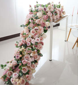 O-R001 Guirnalda de Flores Artificiales de Seda Blanca y Rosa para Decoración de Bodas, Centros de Mesa, Caminos de Mesa y Arcos de Boda - Product Image 1