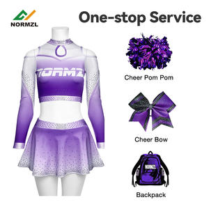 맞춤형 치어리딩 유니폼 모조 다이아몬드 승화 치어리딩 웜 업 퍼플 응원 복장 - Product Image 5