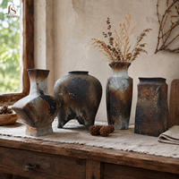 Vase à fleurs en céramique Jossin Wabi-Sabi avec texture artisanale pour la décoration intérieure nordique, l'art d'intérieur et l'affichage de fleurs séchées