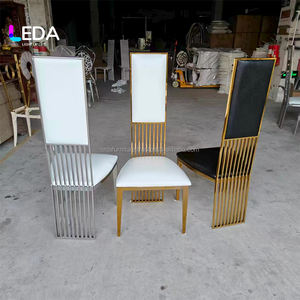 LEDA Mobilier d'hôtel haut de gamme Chaise de mariage en acier inoxydable à dossier haut or argent pour fête et événement Chaise de style - Product Image 2