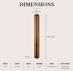Applique murale LED surdimensionnée à bandes verticales, lumière chaude, boîtier métallique, pour entrée de villa, hall d'hôtel, décoration murale intérieure et extérieure - Product Image 2
