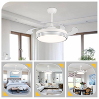 Ventilateur de plafond décoratif pour la maison, moteur en cuivre DC, télécommande, 4 pales, éclairage LED électrique, vente en gros
