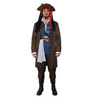 Manteau Marron Vintage Médiéval Jack Sparrow Costume Cosplay Unisexe Halloween Renaissance Pirate Gothique Steampunk Veste Robe TV