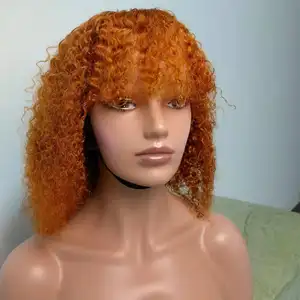 Modern show — perruque Bob brésilienne avec frange, cheveux naturels vierges, bouclés, couleur 350, vente en gros, d'usine, DHL sacs originaux