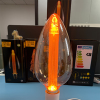 Ampoule LED à filament E27, type bougie, D105, pointe flamme, 3W, 1800K, verre ambré extra chaud, pour lustre et éclairage suspendu