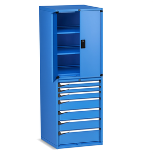 Armoire à tiroirs Fami Master Key Comfort C0-Eh=36x36, 7 tiroirs, L714 D751 H2000, blanc pur Ral9010, rangement d'outils - Product Image 2