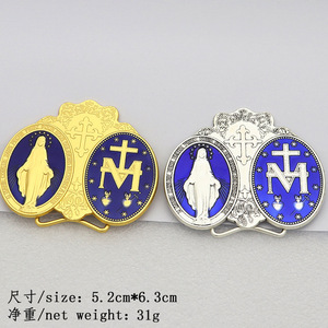 Médaille <span class=keywords><strong>Miraculeuse</strong></span> Catholique Personnalisée en Émail Doré Vierge Marie, Chapelet Pliable 1830 pour Autel Domestique, Église, Baptême, Cadeau Religieux - Product Image 6
