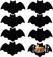 Ensemble de sets de table en feutre écologiques classiques pour Halloween, toile d'araignée, chauve-souris, antidérapants, design tissé noir, 30x30cm, décoration de table à manger