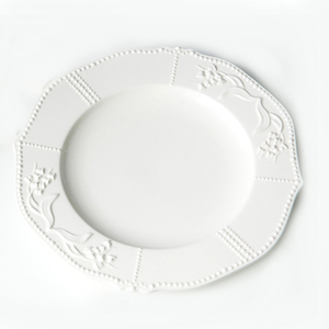 Assiette de chargeur de dîner de salade de <span class=keywords><strong>pain</strong></span> de relief en céramique gaufrée perlée muguet plateau de collation de gâteau de Dessert de porcelaine de vallée pour la fête - Product Image 5