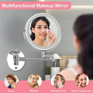 Black Color Rechargeable Wall Mounted Lighted Makeup Mirror