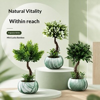 Ensemble de 12 Bonsaïs artificiels haut de gamme en plastique, style peinture à l'encre, en forme de pin d'accueil, nouvelle arrivée transfrontalière, fausse verdure, plante d'intérieur
