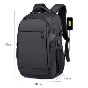 Biểu Tượng Tùy Chỉnh Ba Lô Màu Đen 15.6 Inch Không Thấm Nước Máy Tính Xách Tay Bagpack Oxford Ngày Kinh Doanh Gói Túi Với USB Du Lịch Ba Lô Cho Nam Giới - Product Image 3