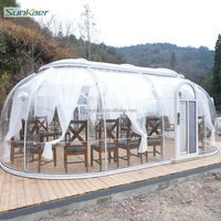 Luxe Confort Design Moderne Elliptique Transparent Extérieur Gonflable Bulle Igloo Dôme Tente Inspiré Conteneur Maison Tente À Bulles
