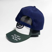 Gorra de Béisbol de Malla Impermeable con Estampado de Goma en Relieve, Ajustable, Estilo Camionero, Transpirable, Informal, de 5 Paneles, Perforada con Láser, Unisex
