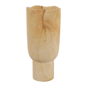 Vaso cilindrico in arenaria, elemento decorativo scultoreo moderno per l'arredamento del soggiorno e degli interni di casa. - Product Image 1