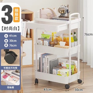 White Stainless Steel Salon Trolley 3 Tier Rolling <b>Cart</b> Utility <b>Storage</b> Rack for Barber Shop Hair Studio - Product Image 6