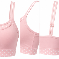Soutien-gorge de sport à pois pour femmes, coussinets amovibles, bretelles doubles réglables. Vêtements de yoga et de sport respirants et extensibles. Couleurs/Logo personnalisés