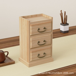 Solid Wood Jewelry <b>Box</b> Drawer Style <b>Vintage</b> Wooden Storage Cabinet Desktop Organizer Rectangle 14x10x22.5cm - Product Image 3