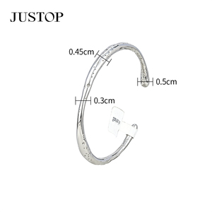 JUSTOP Rhodium Plated Cuff <b>Bracelet</b> <b>Crystal</b> Inlay 0.5cm Width Unisex Classic Fashion Jewelry - Product Image 6