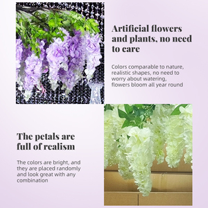 Fiori artificiali <span class=keywords><strong>del</strong></span> glicine della decorazione di nozze <span class=keywords><strong>del</strong></span> paesaggio verde che pendono nel <span class=keywords><strong>centro</strong></span> della sala <span class=keywords><strong>del</strong></span> banchetto - Product Image 4