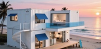 Diseño de Villa de Hotel de Lujo Moderno, Casa Contenedor Prefabricada de 2 Pisos, Vivienda Pequeña