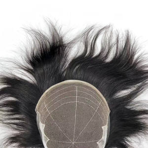 AU – perruque pour hommes avec système de remplacement d'air, perruque pour <span class=keywords><strong>les</strong></span> hommes 8X10 Q6 Base Lace Frontal toupet cheveux humains pour hommes - Product Image 3