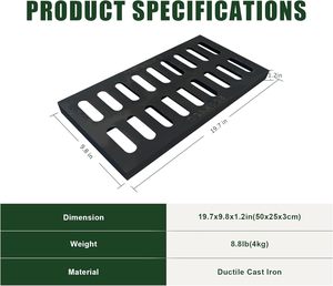 Grille de drainage en fonte ductile robuste pour extérieur, pour parkings, fossés d'égout et sols en béton pour systèmes de drainage des eaux usées - Product Image 2