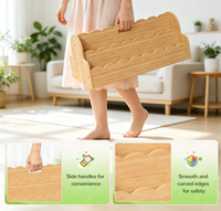 Étagère à livres Montessori en bambou pour enfants avec poignées, bibliothèque double face à 4 niveaux pour chambre d'enfant, salle de jeux, salle de classe