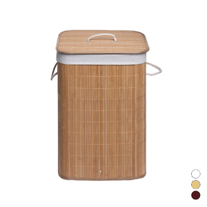 Panier à linge rectangulaire naturel de 68 cm de longueur avec couvercle et poignées pour le rangement - Product Image 1