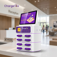 Borne de partage de batteries externes à 8 emplacements pour publicité, acceptant les cartes de crédit et servant de station de recharge mobile pour bibliothèques