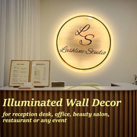 Panneau lumineux LED en acrylique pour salon, logo personnalisé, enseigne murale rétroéclairée, lettres 3D personnalisées, plaque nominative circulaire, enseigne commerciale