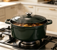 Marmites en fonte polie enduite d'émail pour la cuisine à domicile ensemble d'ustensiles de cuisine casseroles marmite à soupe avec couvercle