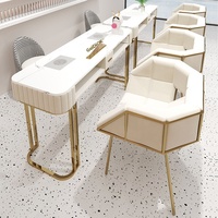 Table de Manucure Moderne en Métal, Optionnelle, pour Salon de Beauté, Poste de Manucure pour Femmes, Ensemble de Tables à Ongles - Vente Chaude