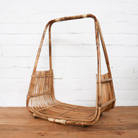 Panier de rangement en rotin naturel, panier à bois de chauffage en osier bohème, support pour cheminée intérieure, porte-bûches, porte-objets décoratif