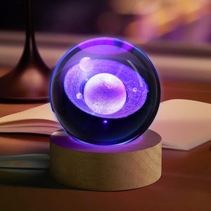 Newish <span class=keywords><strong>RGB</strong></span> Couleur 3D Art Boule De Cristal Lumière En Bois Petit Bureau De Noël Système Solaire Boule De Cristal Décoration Led Veilleuses - Product Image 3