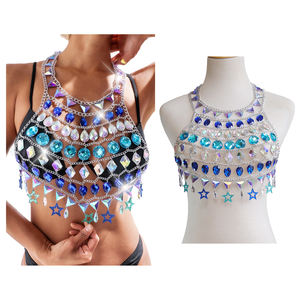 سلسلة جسم مرصعة بالكريستال للنوادي الليلية من شاينين، تصميم مفتوح الظهر، مجوهرات مثيرة للبيكيني - Product Image 1