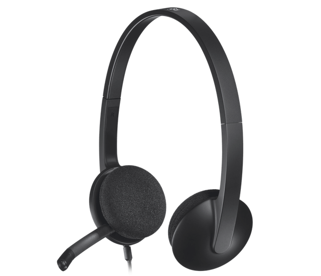 Logitech H340 USB Wired Earphones & Headphones 1.8m Long with Support for Office Windows MAC for Music Listening