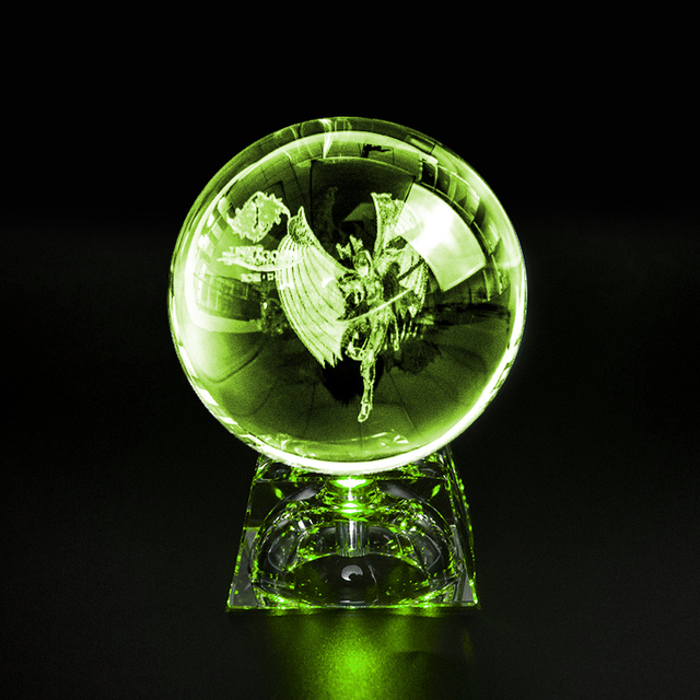 Wholesale clear 80mm K9 Crystal Ball Custom 3d Laser Engraving Photo Frame Glass Ball with LED Base for Business Gifts
