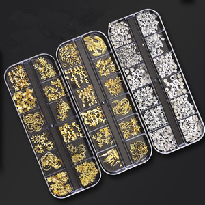 12 Rejillas de Adornos para Uñas, Dorados y Plateados, Metálicos, Brillantes en 3D, Cristales de Diamantes, Accesorios para Decoración de Uñas - Product Image 2