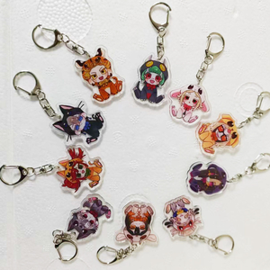 10Pcs/Set Cute KeyChain Cartoon Acrylic Keyring Pendant Jewelry Birthday Gift