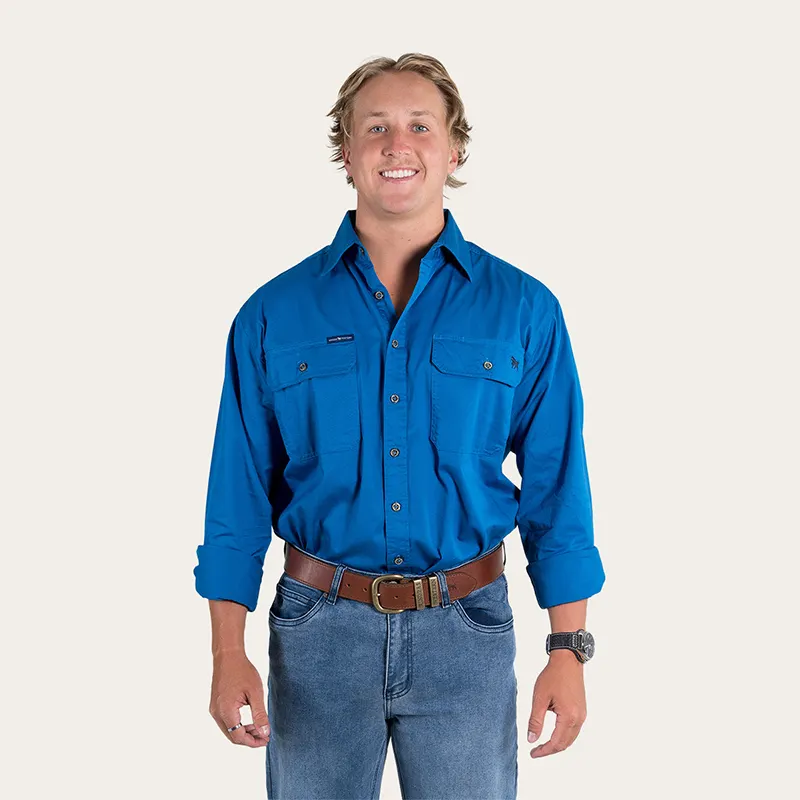 Рубашка мужская с длинным рукавом, 100% хлопок, на пуговицах