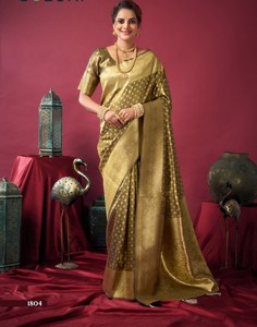 Hermoso Sari de seda de tejido puro para damas ropa india y pakistaní - Product Image 3