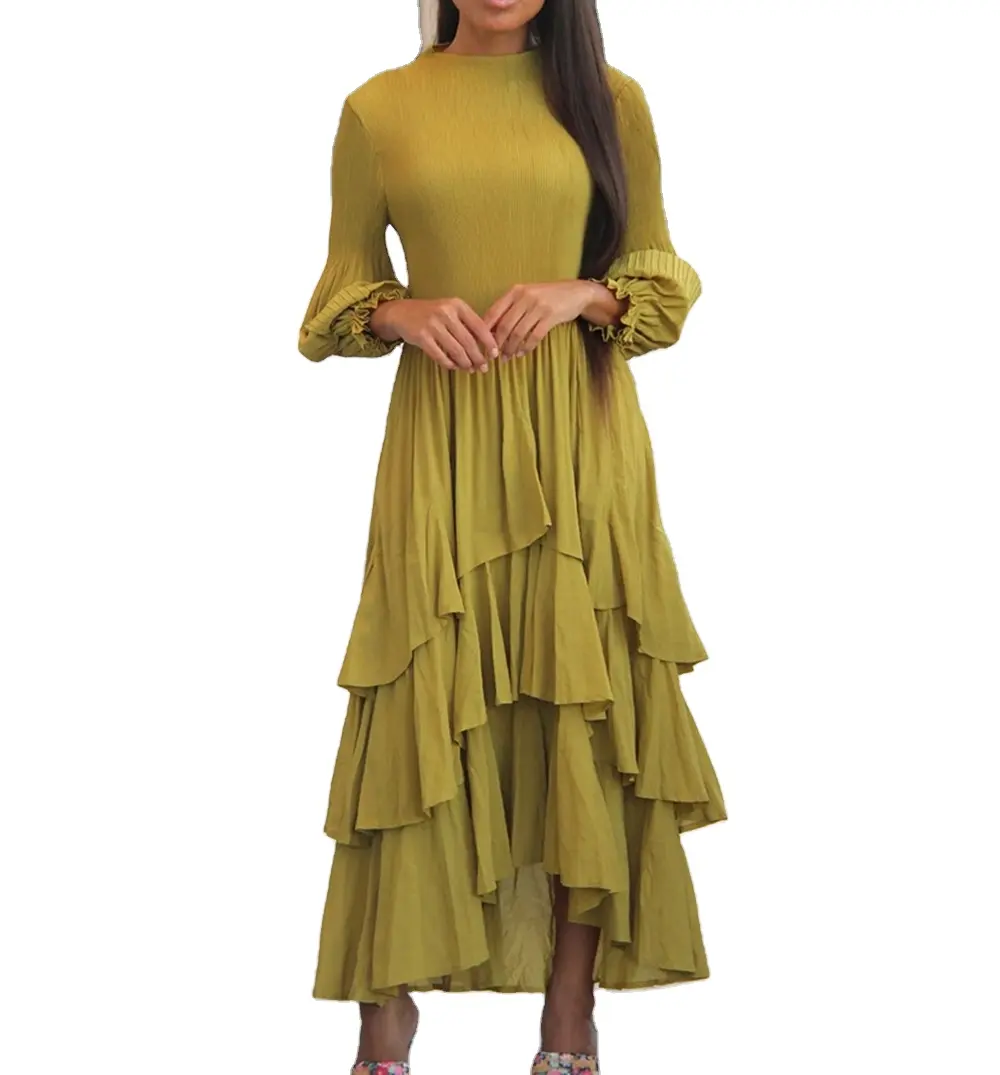 Miyake plissiertes kleid 2024 sommer neue mode laterne Ärmel hochwertiges temperament schlank partykleid damen designer freie größe